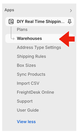 Real Time Shipping Quotes for Shopify Warehouse Settings