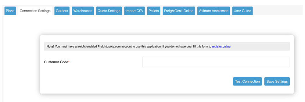 FreightQuote by C.H. Robinson Shopify App Connection Settings
