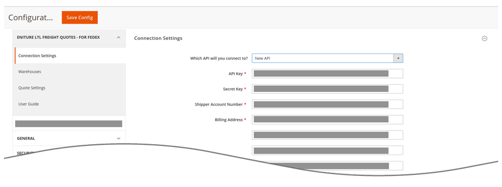 FedEx Freight RESTful API connection settings for Magento