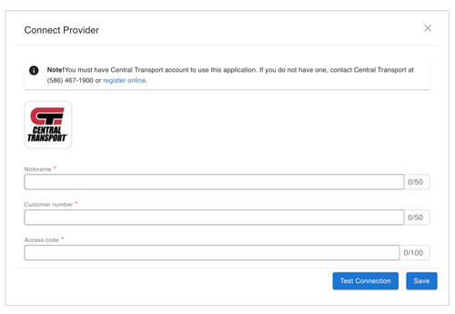 Real Time Shipping Quotes for WooCommerce - Central Transport API Credentials