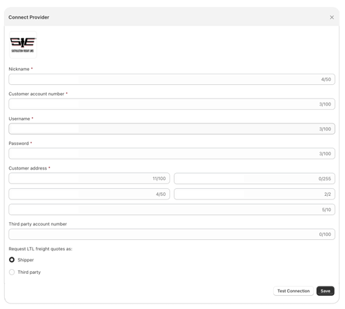 Southeastern Freight Line Credentials to Connect To Real Time Shipping Quotes for Shopify