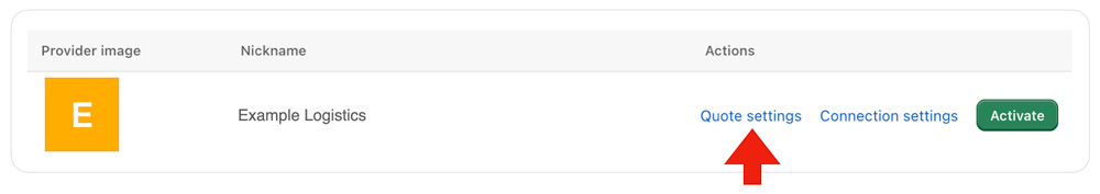 Carriers Settings Link in the Real Time Shipping Quotes App for BigCommerce