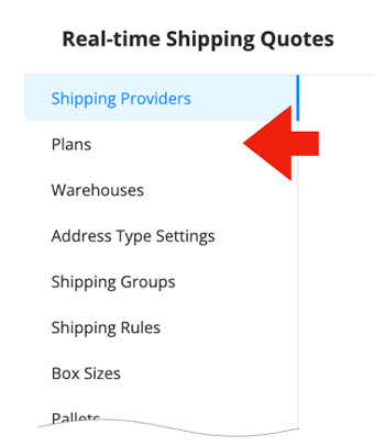 Real Time Shipping Quotes for BigCommerce App - Plans Navigation