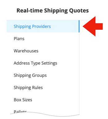 Shipping Providers Navigation for Real Time Shipping Quotes for BigCommerce