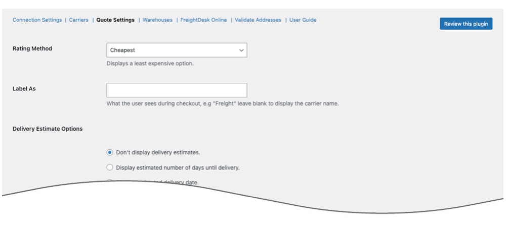 TQL LTL Freight Quotes for WooCommerce - Quote Settings Page