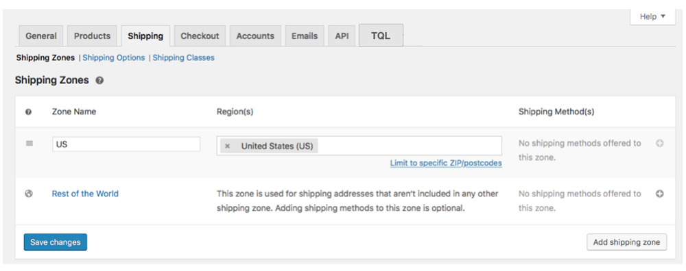 TQL LTL Freight Quotes for WooCommerce - Add Shipping Zone