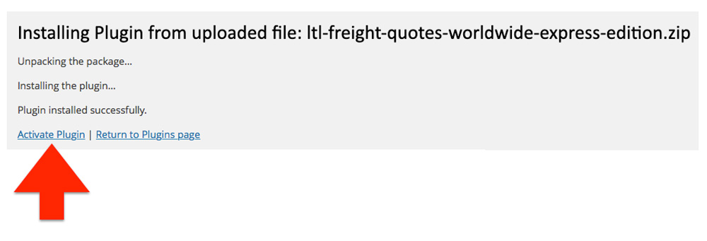 Worldwide Express LTL Freight Quotes for WooCommerce - Activate Plugin Option 1