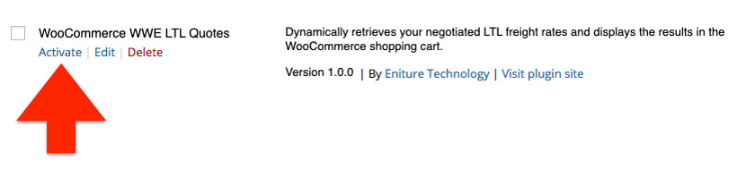 Worldwide Express LTL Freight Quotes for WooCommerce - Activate Plugin Option 2