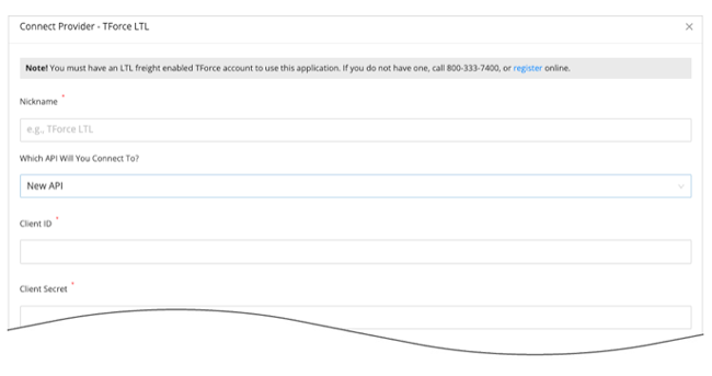 Real-time Shipping Quotes for BigCommerce - TForce connections settings