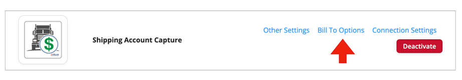 Bill To Options Link for the Shipping Account Capture integration in the Real-time Shipping Quotes app for BigCommerce.