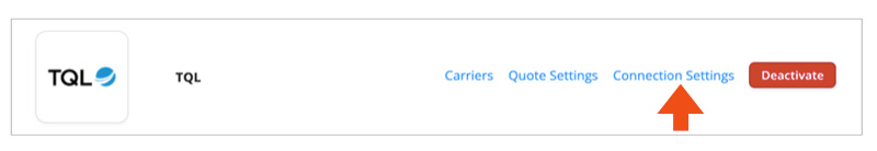 TQL Connection Settings Link In The BigCommerce Real Time Shipping Quotes App
