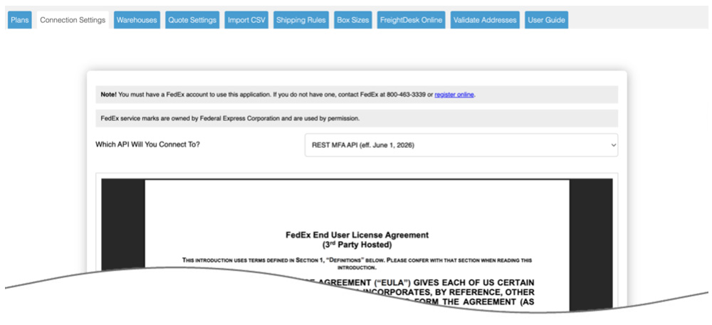 FedEx Small Package Quotes for Shopify - EULA Acceptance