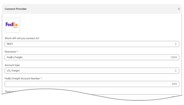 Real Time Shipping Quotes Connection Settings for New Fedex Freight RESTful API