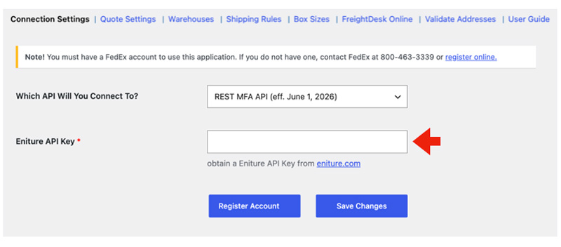 FedEx Small Package Quotes for WooCommerce - Eniture API Key