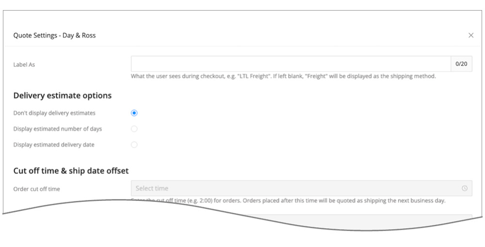 Real-time Shipping Quotes for BigCommerce Day & Ross Quote Settings