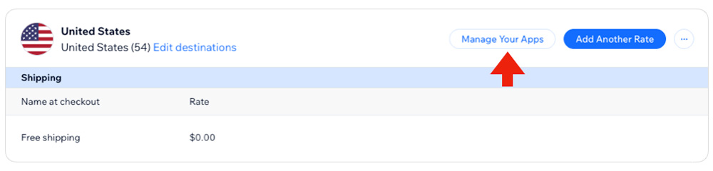Add the Real Time Shipping Quotes app for Wix to the Shipping Region