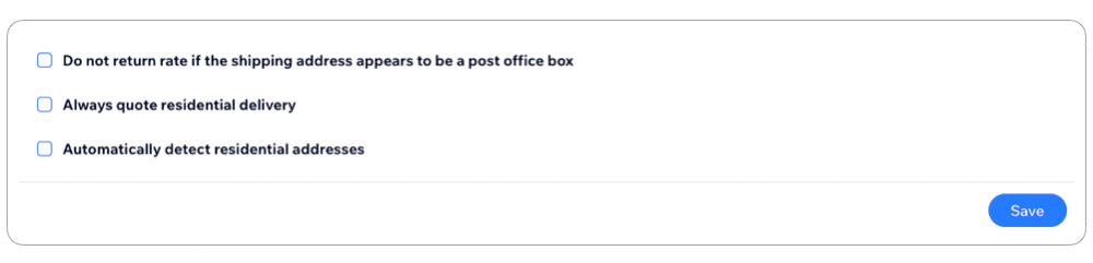 Real Time Shipping Quotes for Wix - Address Type Settings