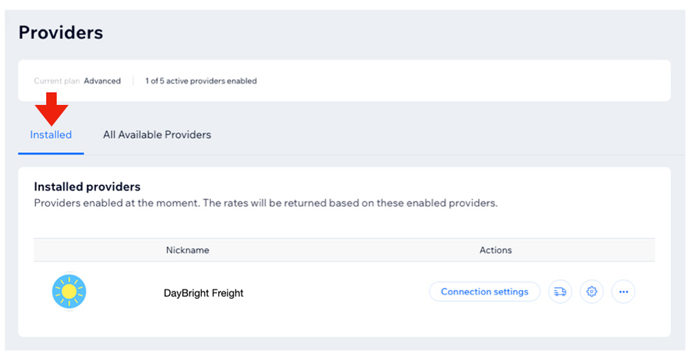 Real Time Shipping Quotes for Wix - Installed Shipping Provider