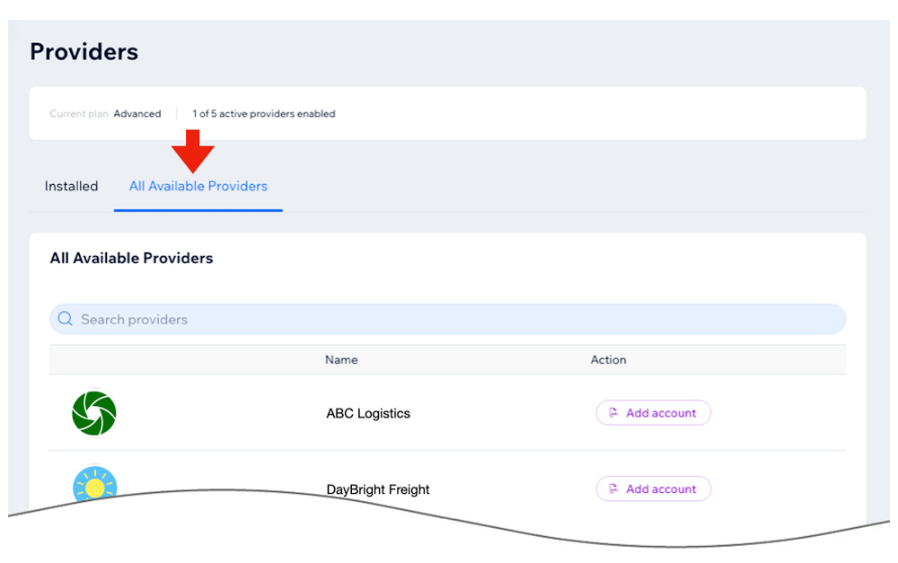 Real Time Shipping Quotes for Wix - Shipping Providers Page