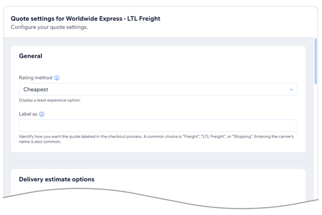 Real Time Shipping Quotes for Wix - LTL Freight Quote Settings for WWEX Group