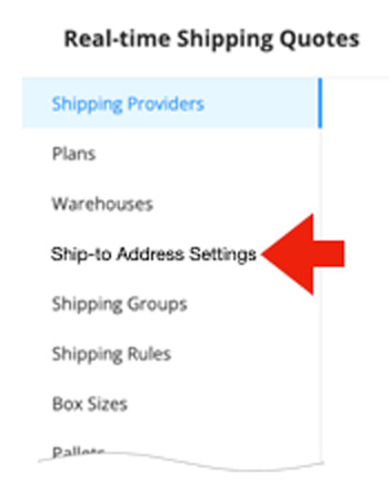 Ship-to Address Settings in the Real Time Shipping Quotes app for BigCommerce