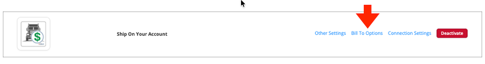 Ship On Account Bill To Options Link in the Real Time Shipping Quotes App for BigCommerce