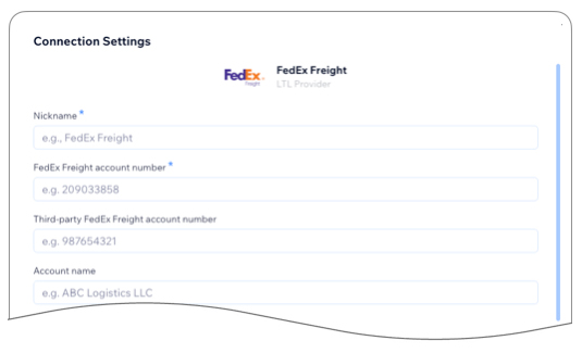 Real Time Shipping Quotes for Wix - FedEx Freight Connection Settings
